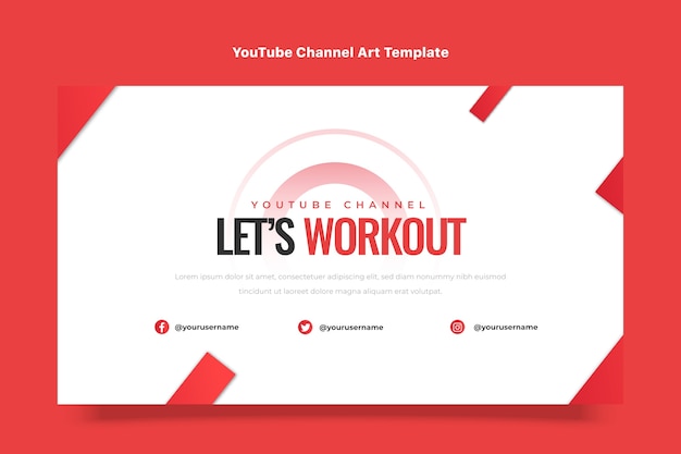 Flat design fitness youtube channel art template