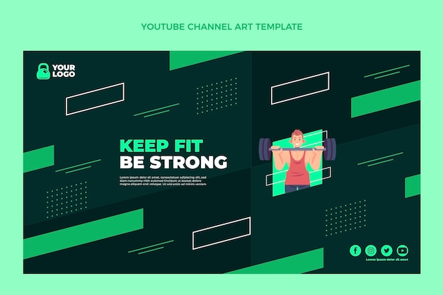 Flat design fitness youtube channel art