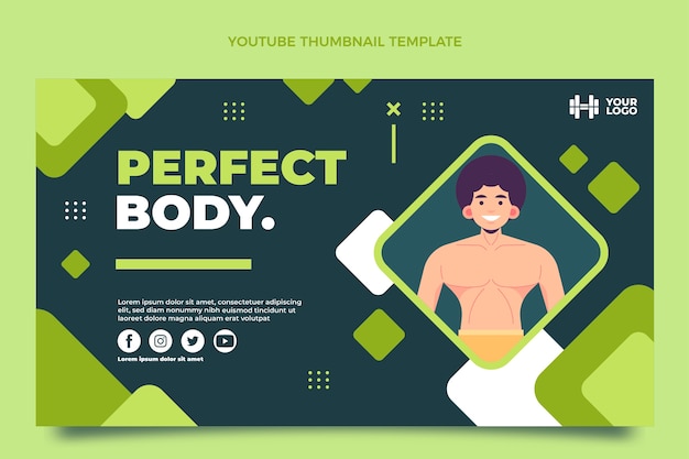 Flat design fitness youtube thumbnail