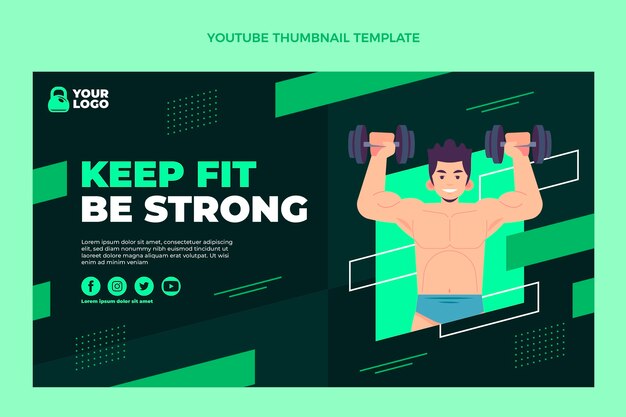 Flat design fitness youtube thumbnail