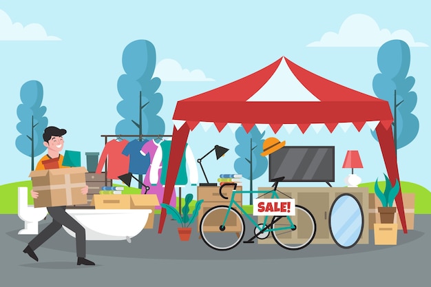 Flat design flea market concept