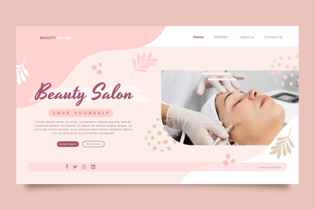 Flat design floral beauty salon landing page