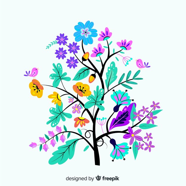 Flat design floral branch