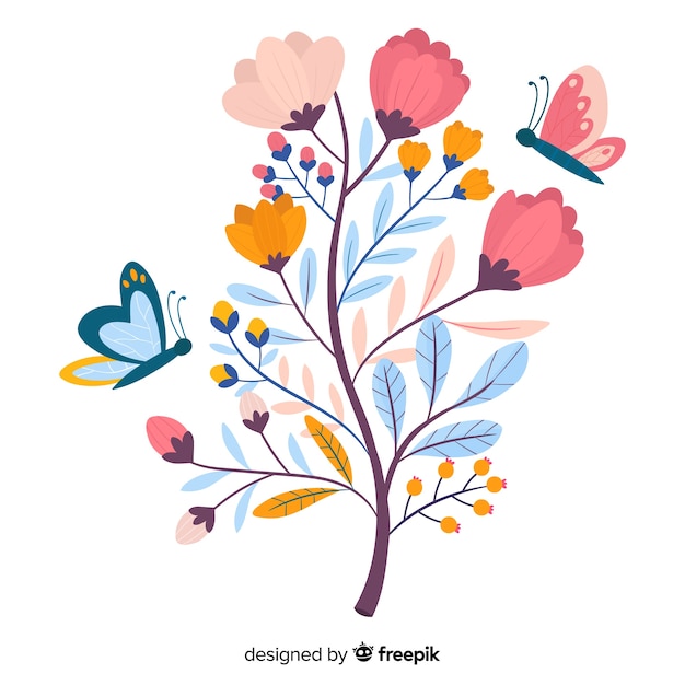 Flat design floral branch