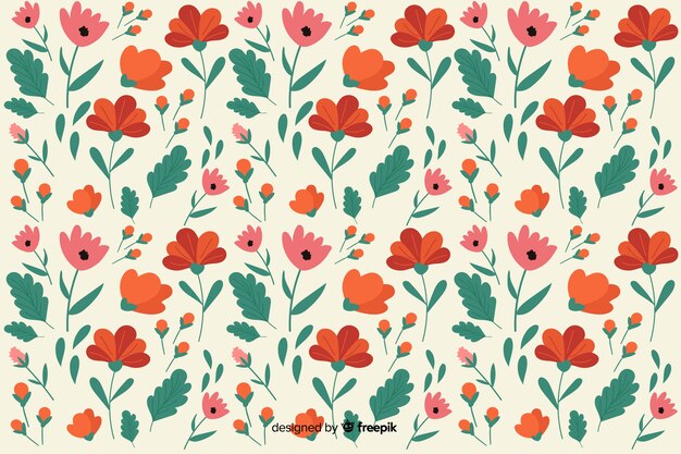 Flat design floral pattern background