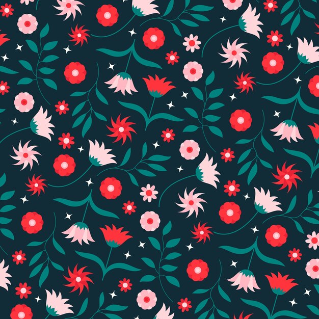 Flat design floral pattern illustration