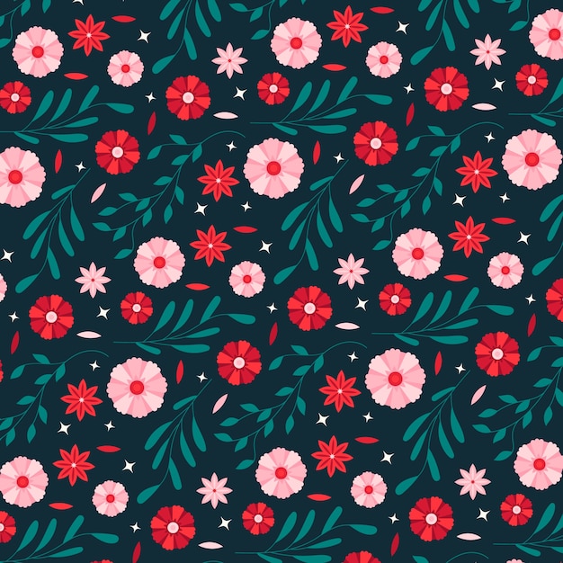 Flat design floral pattern illustration