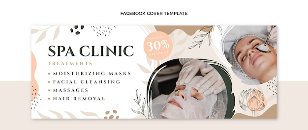 Free Vector flat design floral spa design of facebook cover