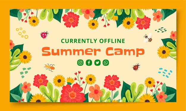 Flat design floral summer camp twitch background