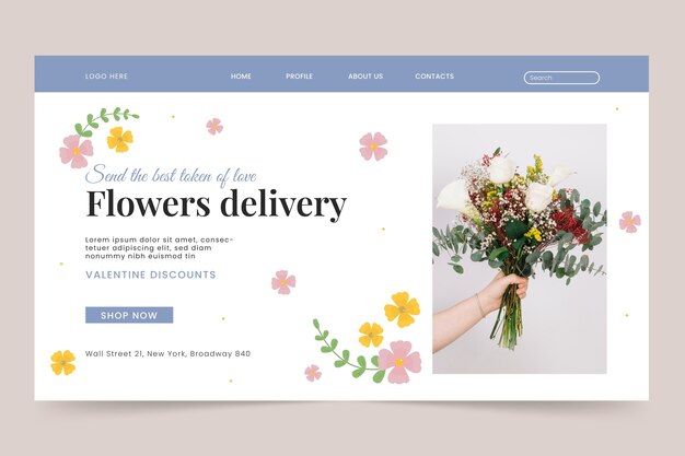 Flat design florist job landing page template