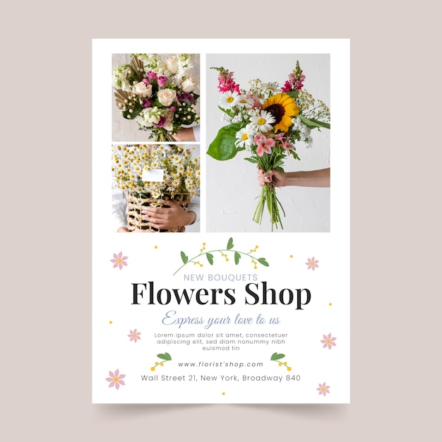 Flat design florist job poster