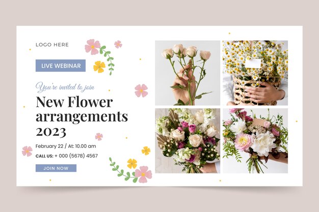 Flat design florist job webinar template