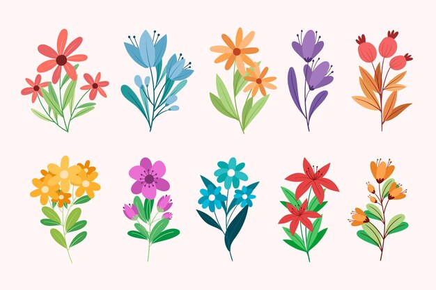 Flat design flower collection