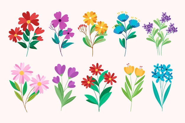 Free Vector flat design flower collection