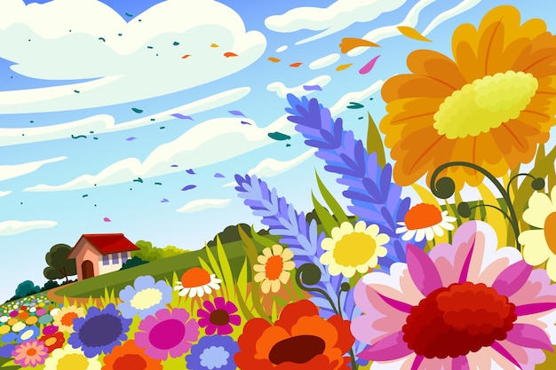 Free vector flat design flower field background