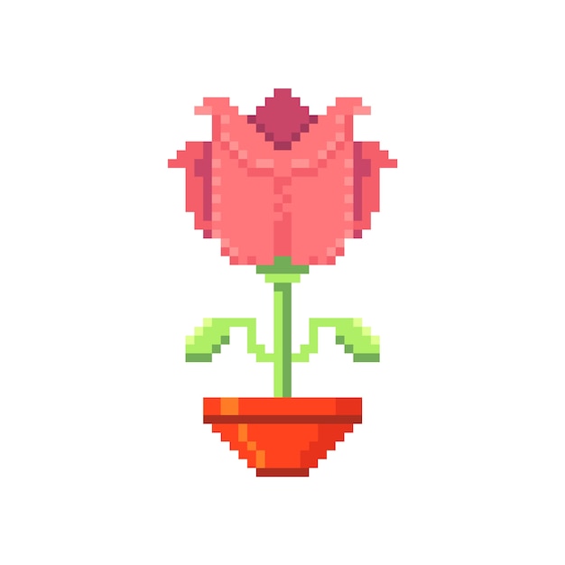 Flat design flower pixel art illustration