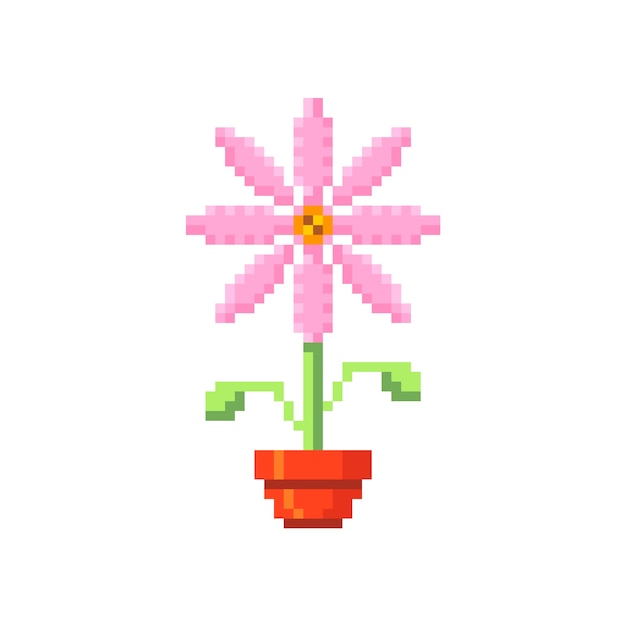 Free Vector flat design flower pixel art illustration