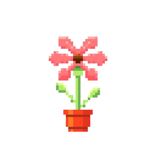 Flat design flower pixel art illustration