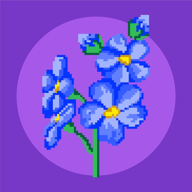 Free vector flat design flower pixel art illustration