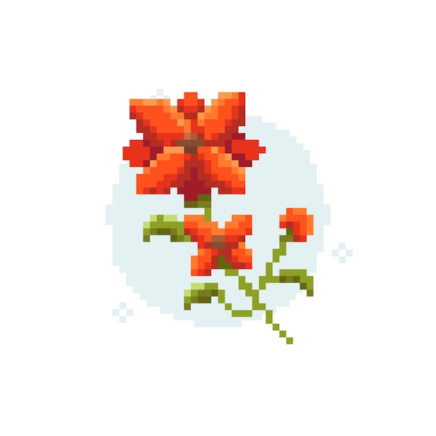 Free Vector flat design flower pixel art illustration