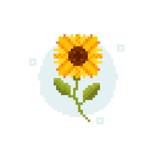 Flat design flower pixel art illustration