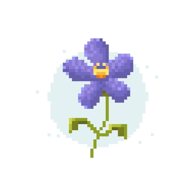 Flat design flower pixel art illustration