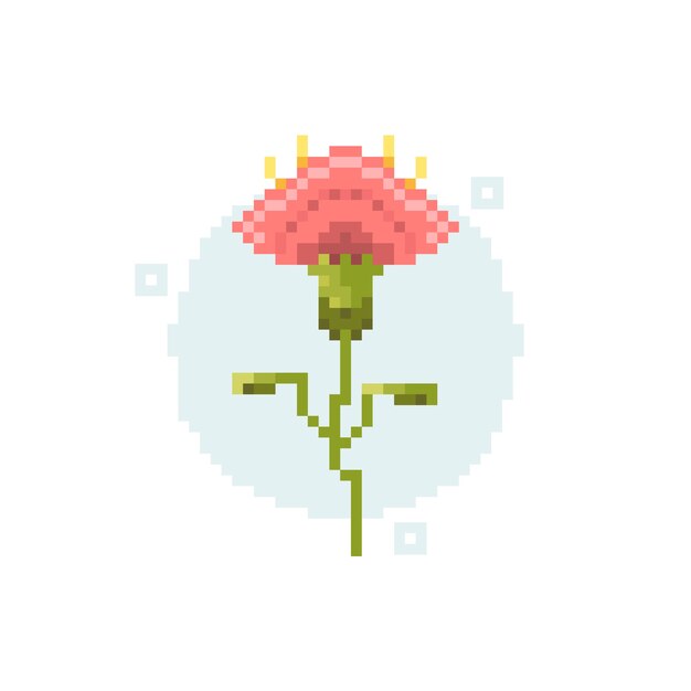 Flat design flower pixel art illustration