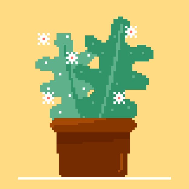 Flat design flower pixel art illustration