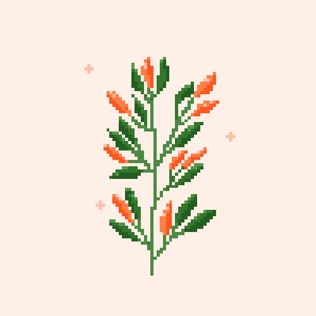 Free Vector flat design flower pixel art illustration