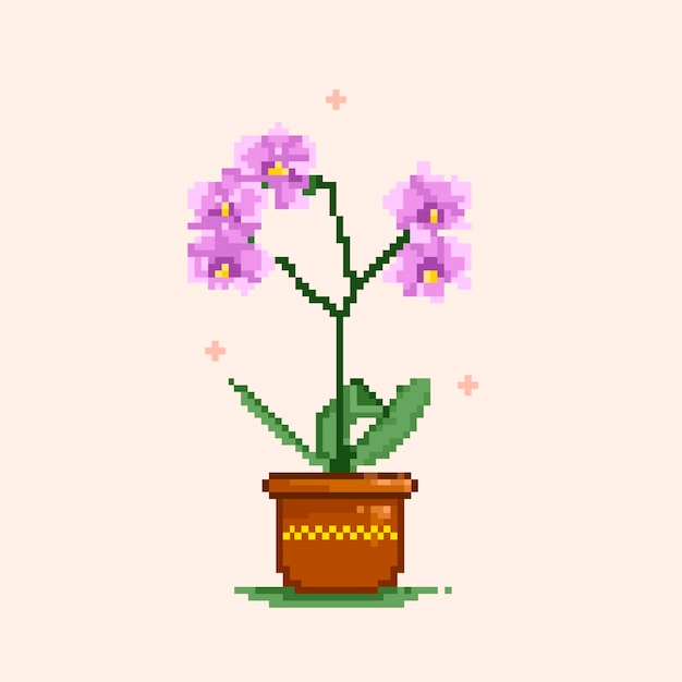 Free vector flat design flower pixel art illustration