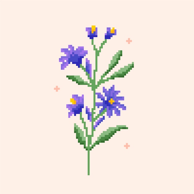 Free vector flat design flower pixel art illustration