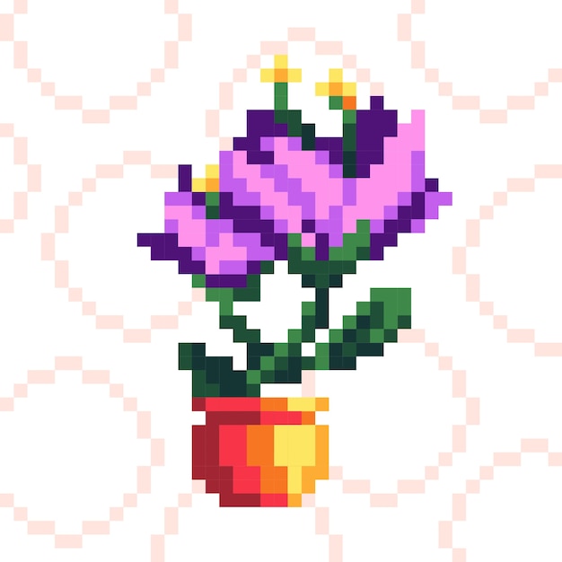 Free Vector flat design flower pixel art illustration