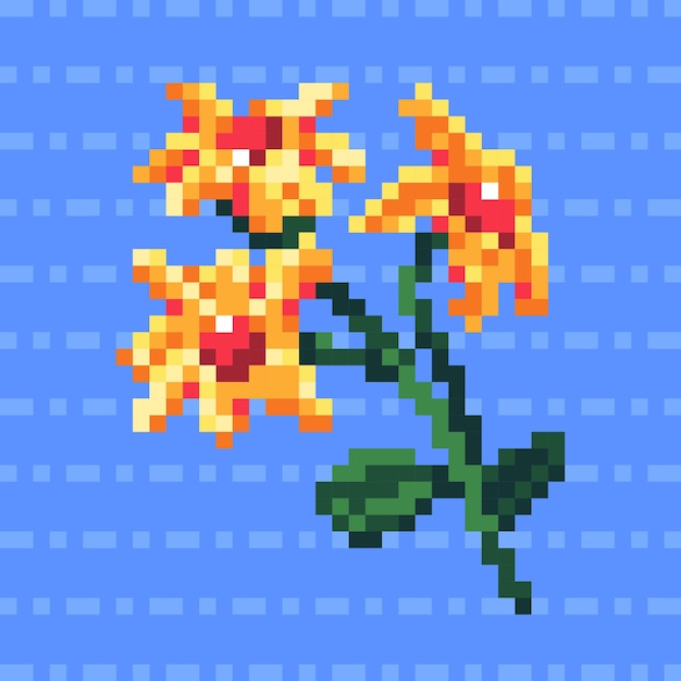 Free Vector flat design flower pixel art illustration