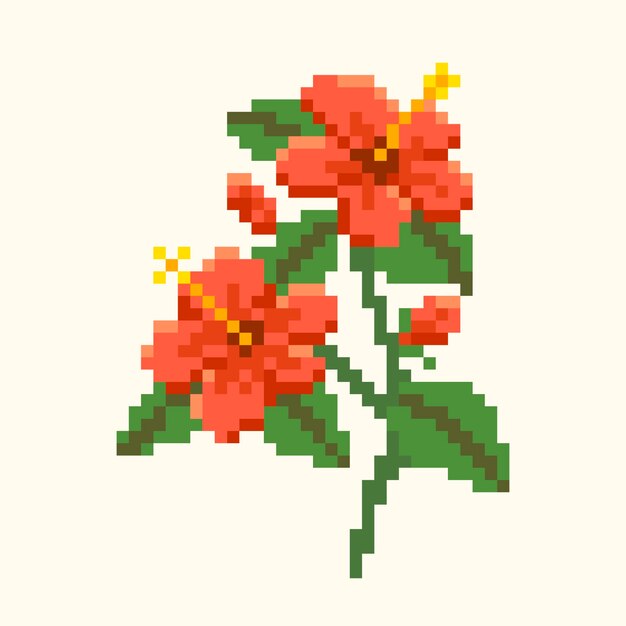 Flat design flower pixel art