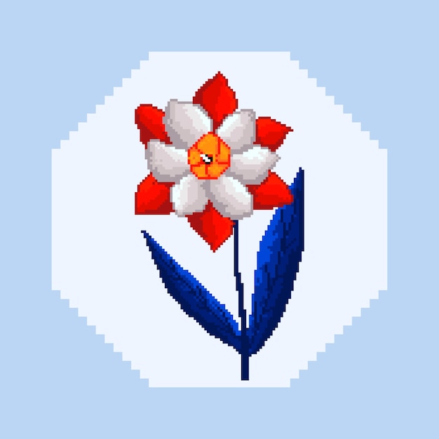 Flat design flower pixel art