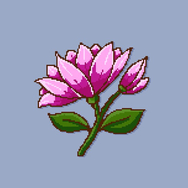 Flat design flower pixel art