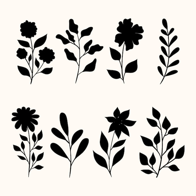 Free vector flat design flower silhouettes illustration