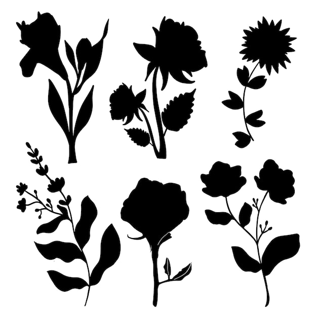 Free Vector flat design flower silhouettes