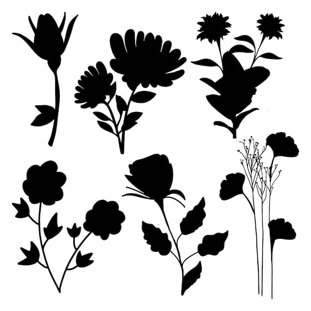 Free Vector flat design flower silhouettes