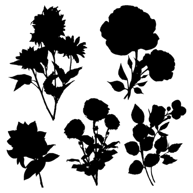 Free vector flat design flower silhouettes