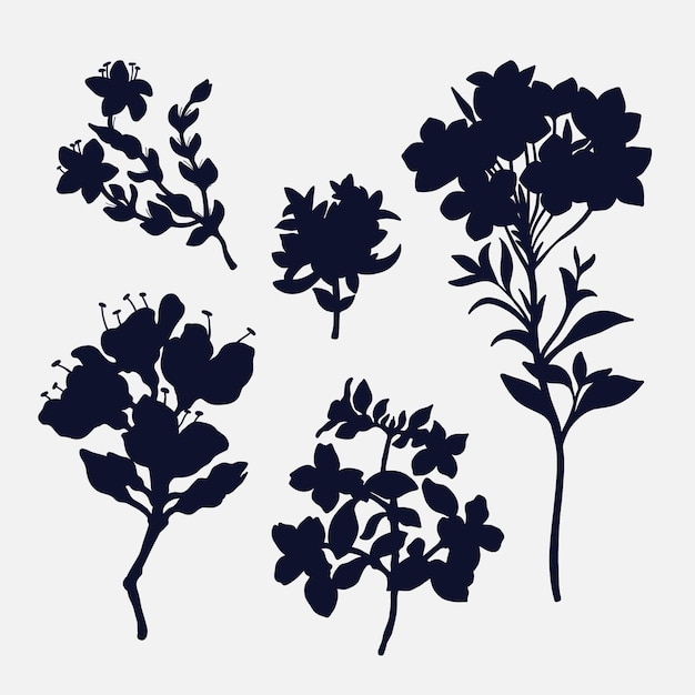 Free vector flat design flower silhouettes