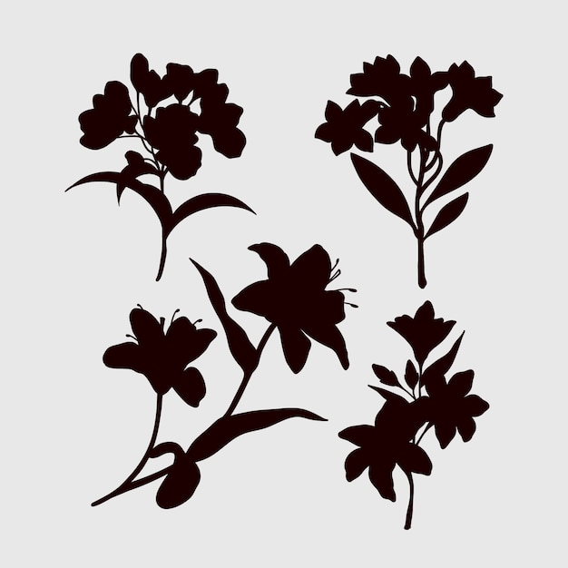 Free Vector flat design flower silhouettes