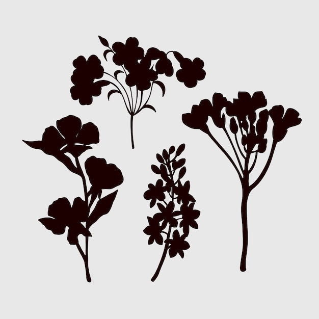 Flat design flower silhouettes