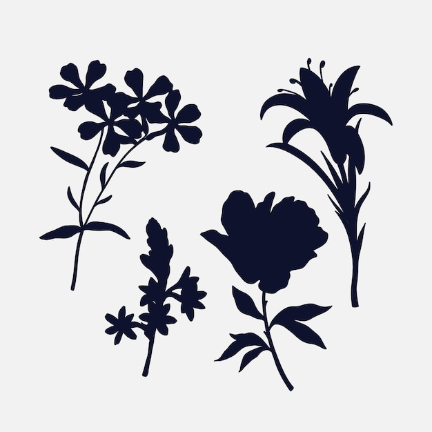 Flat design flower silhouettes