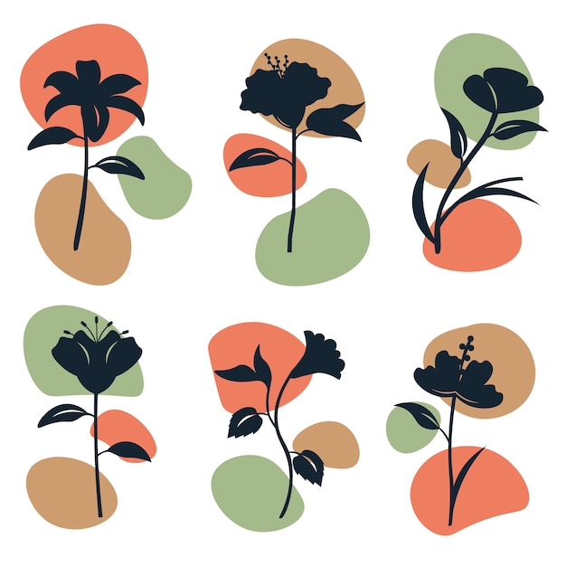 Free vector flat design flower silhouettes