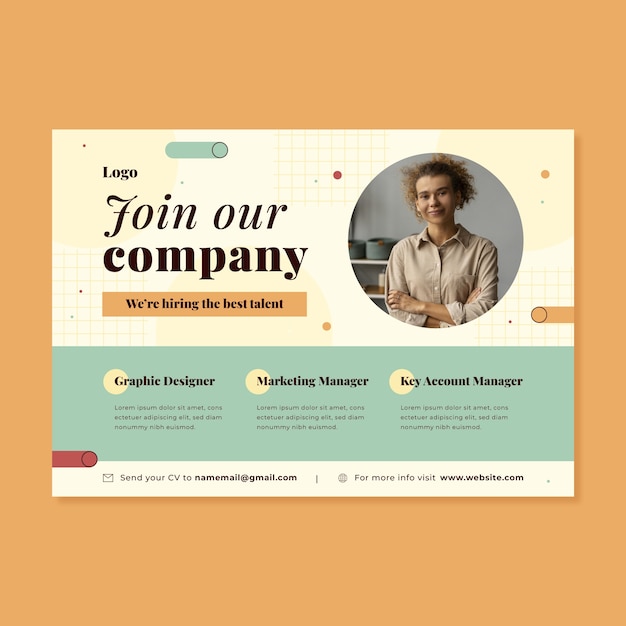 Flat design flyer hiring template