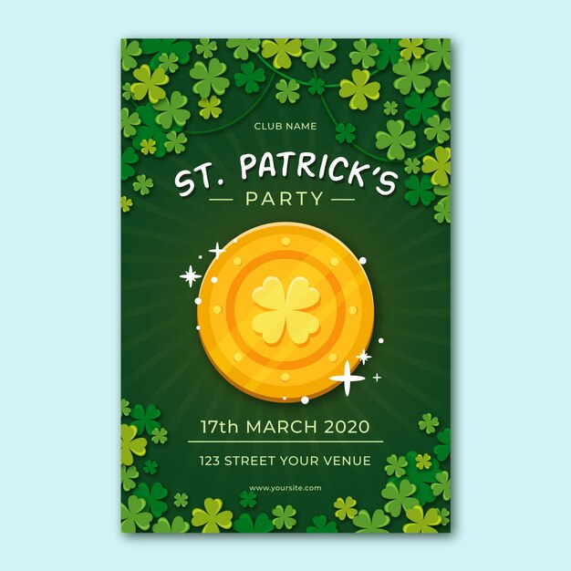 Flat design flyer for st. patrick's day template