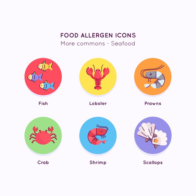 Flat design food allergy set