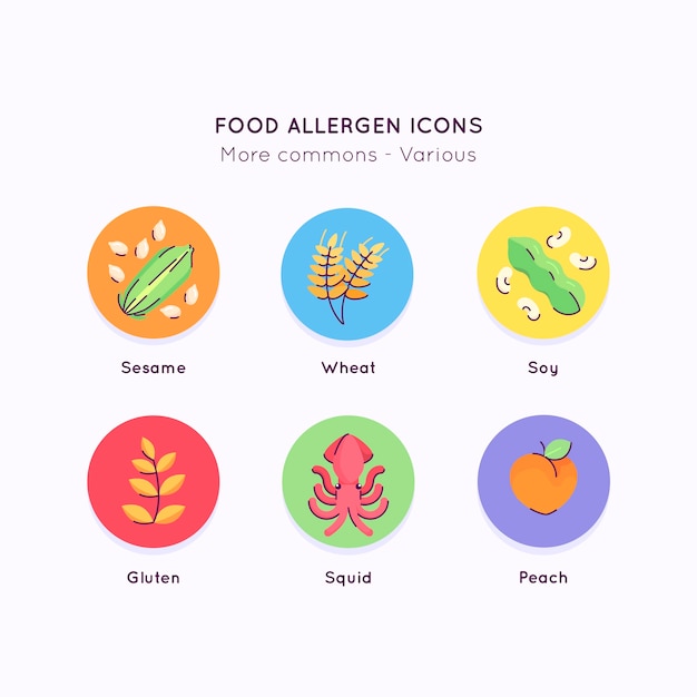 Flat design food allergy set