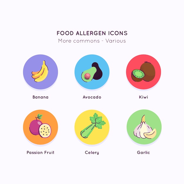 Flat design food allergy set